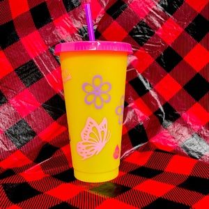 Butterfly and flower tumbler cup